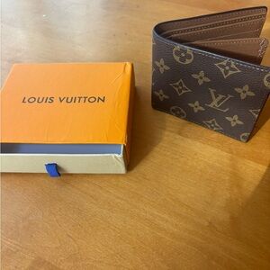 Louis Vuitton Brown/ Gold Monogram wallet Men Tan leather cardholder luxury